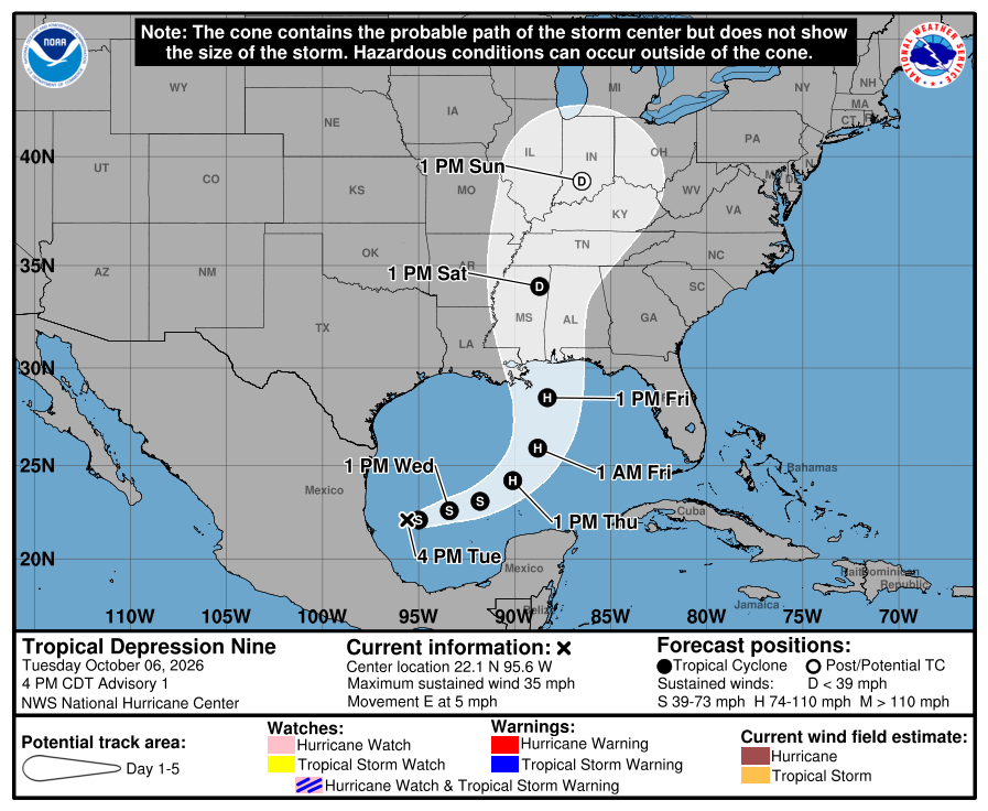 Map of the forcasted path of Tropical Storm Isaias